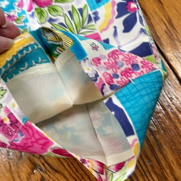 Silkland brand 100% silk tropical print lined ankle pants.  Size 12. - Picture 12 of 13